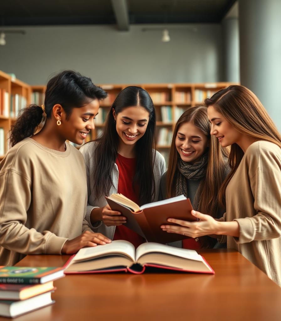 Study group reviewing books
